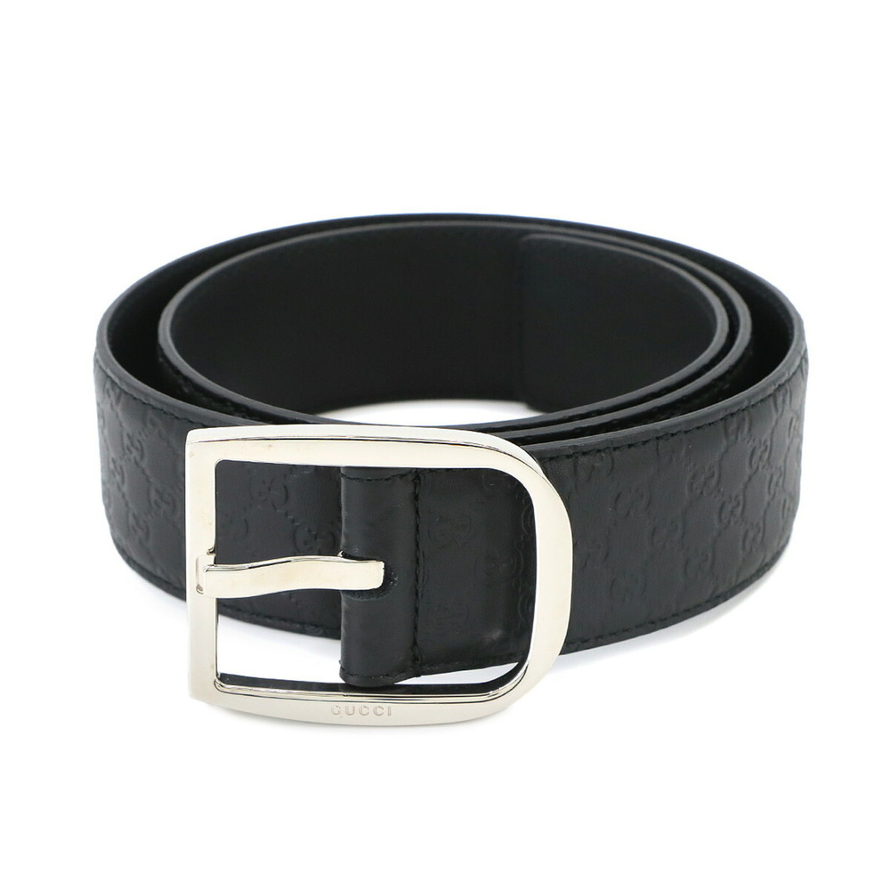 Gucci Micro Guccissima Belt, Leather, Black, 449716 80, Silver Hardware